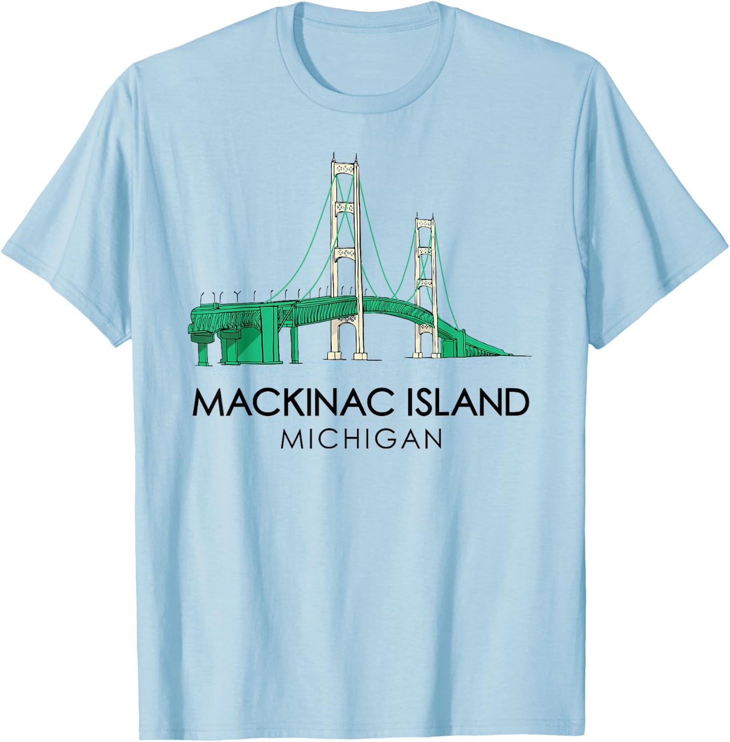 Mackinac Island Bridge Michigan Great Lakes Huron Ferry Trip T-Shirt - T-Shirt | Light Blue