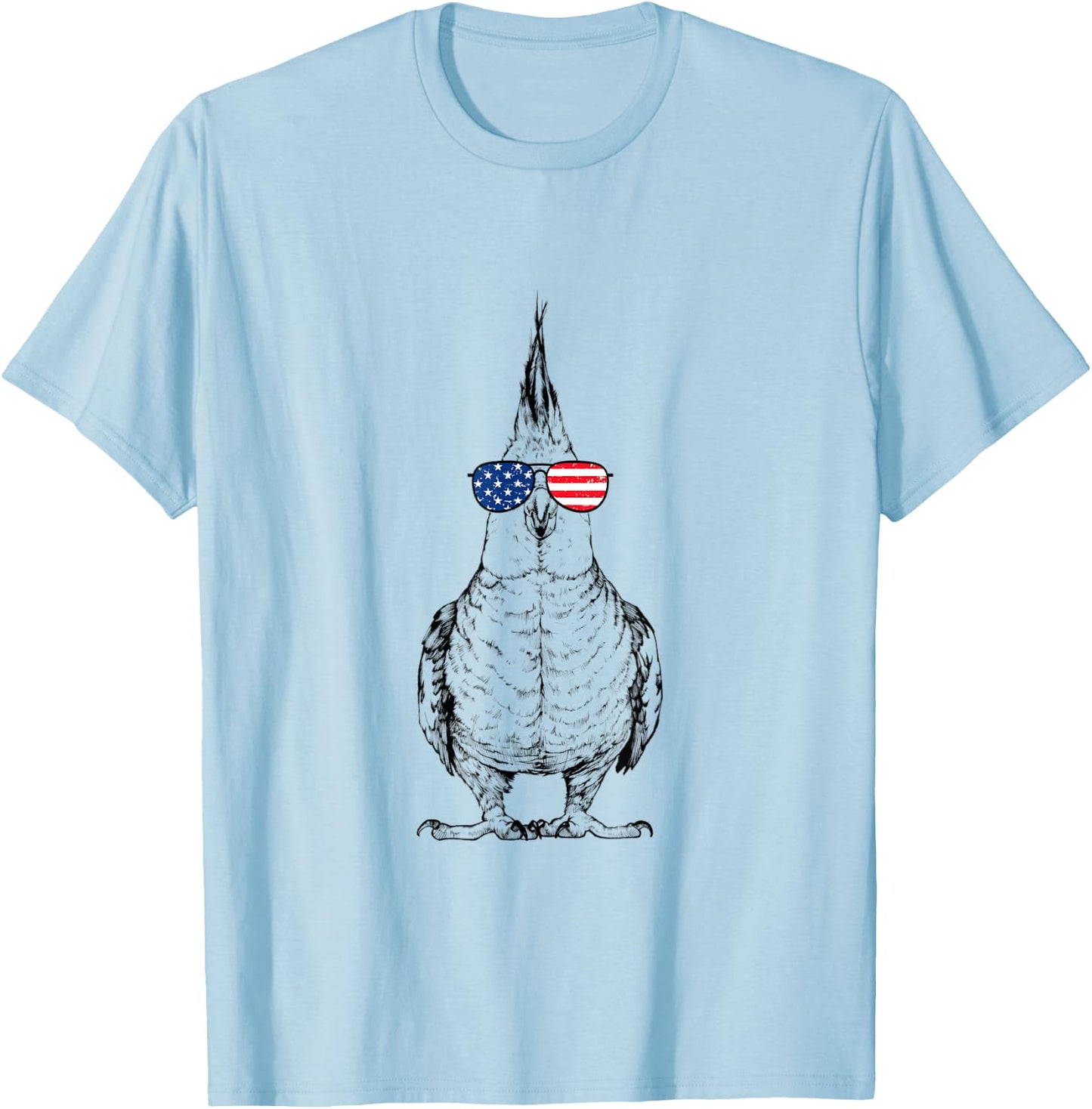 4th of July Cockatiel Bird Patriotic USA Sunglasses American T-Shirt - T-Shirt | Light Blue