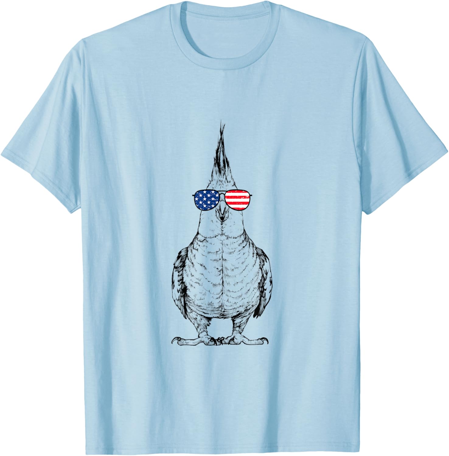 4th of July Cockatiel Bird Patriotic USA Sunglasses American T-Shirt - T-Shirt | Light Blue