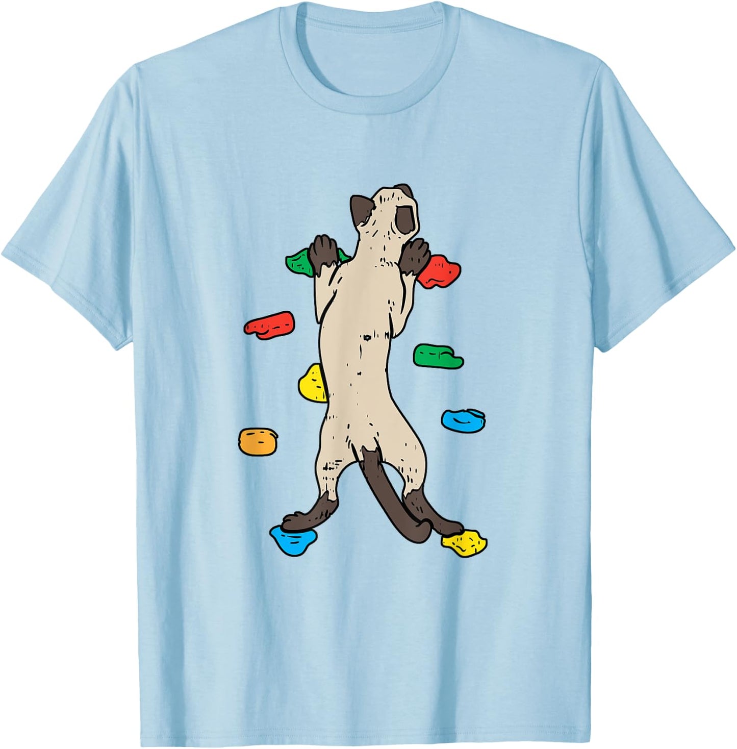 Cute Bouldering Cat - Cute Climbing T-Shirt - T-Shirt | Light Blue