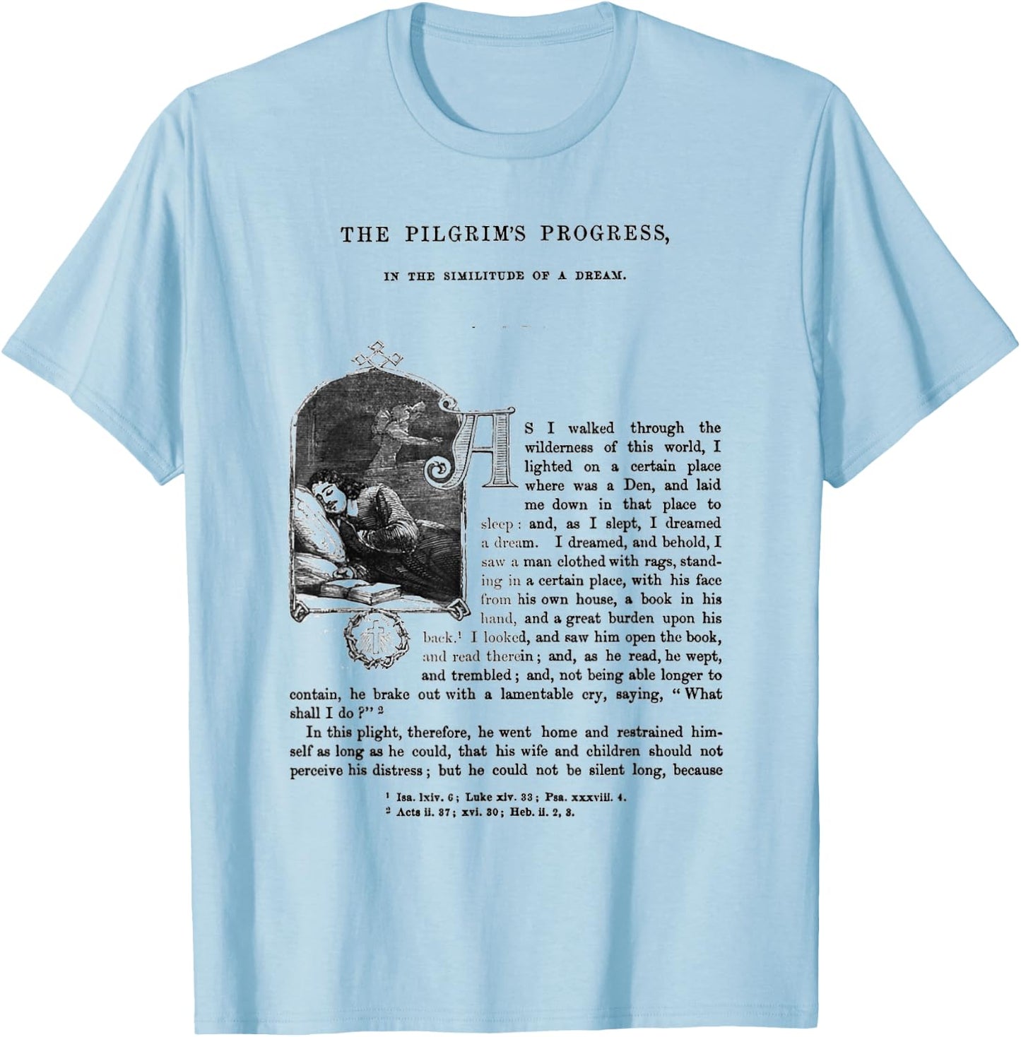 The Pilgrim's Progress John Bunyan First Page T-Shirt - T-Shirt | Light Blue