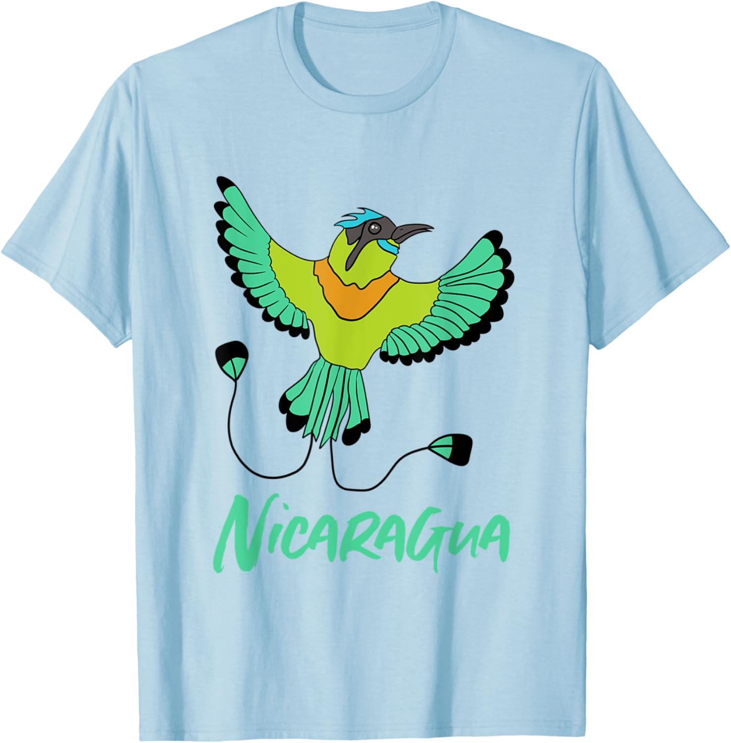 Nicaragua Guardabarranco Colourful National Bird T-Shirt - T-Shirt | Light Blue