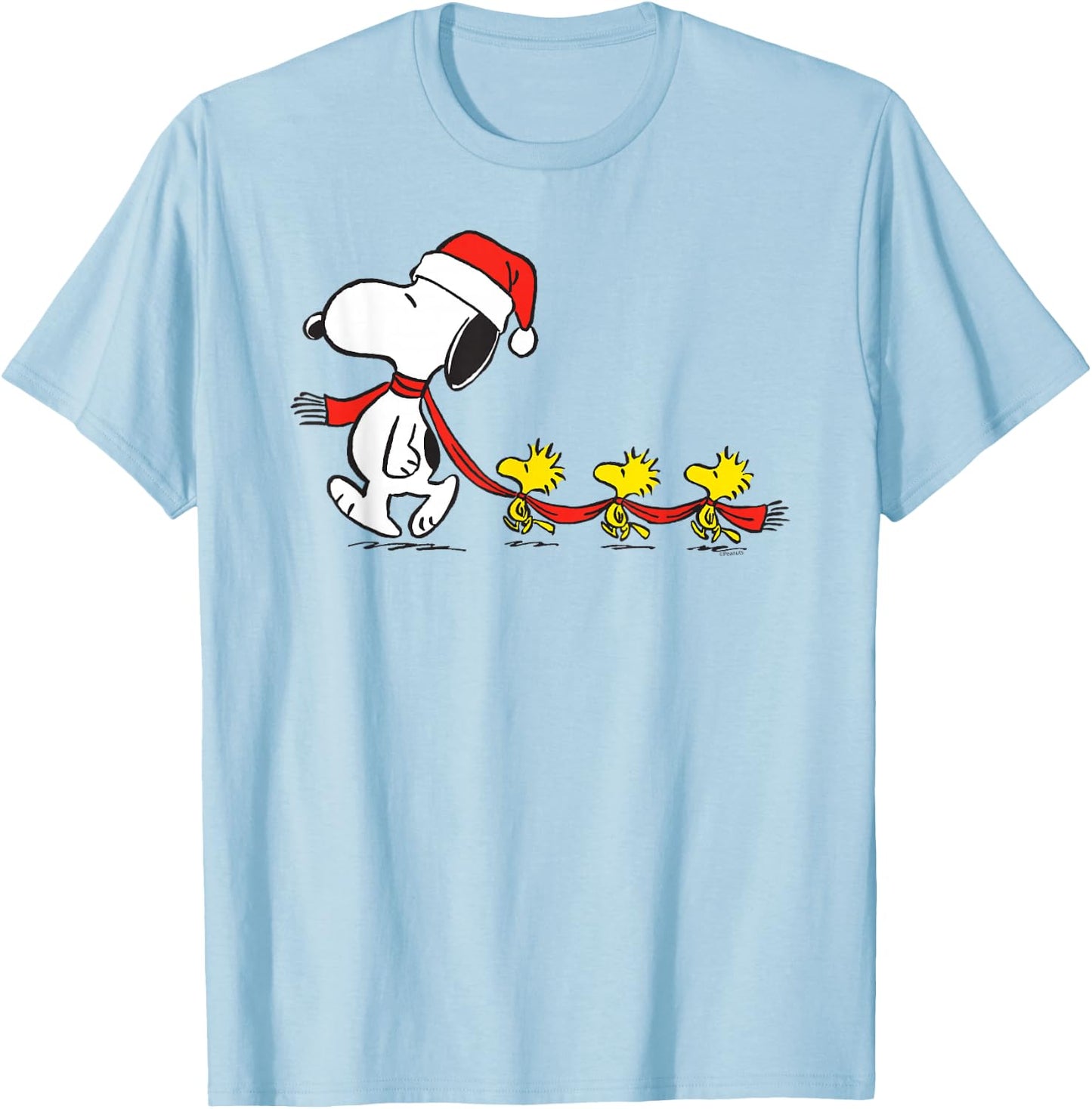 Peanuts Snoopy and Woodstock Holiday Short Sleeve T-Shirt - T-Shirt | Light Blue