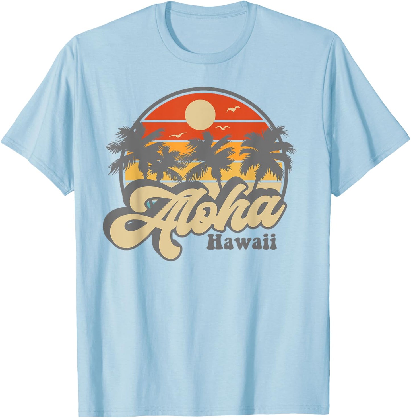 Aloha Hawaii Hawaiian Island Palm Surfboard Beach Surf retro T-Shirt - T-Shirt | Light Blue