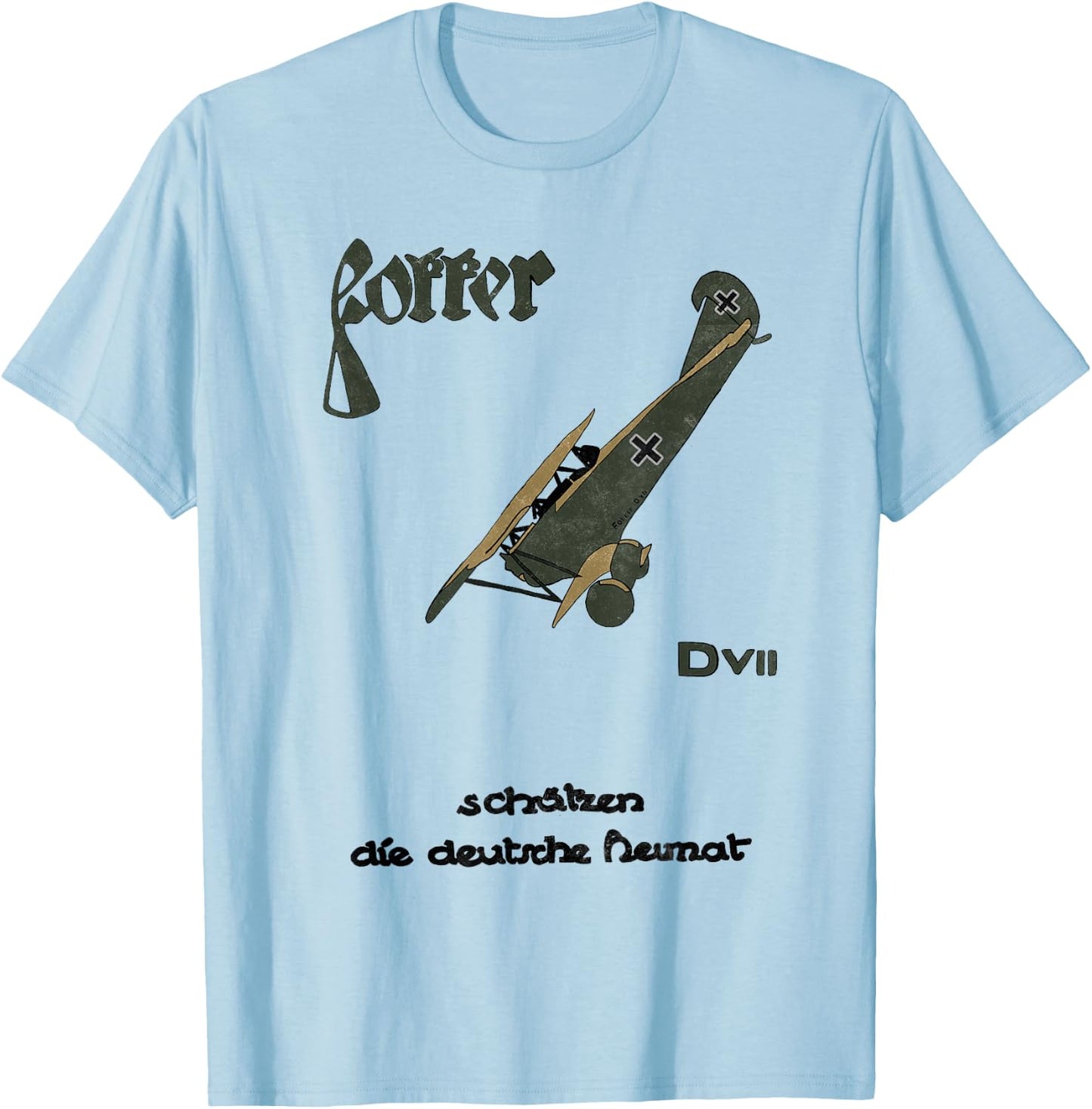 Fokker D.II WW1 German Biplane Airplane Vintage T-Shirt - T-Shirt | Light Blue