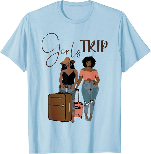 Girls Trip Black Girl Afro Novetly T-Shirt - T-Shirt | Light Blue