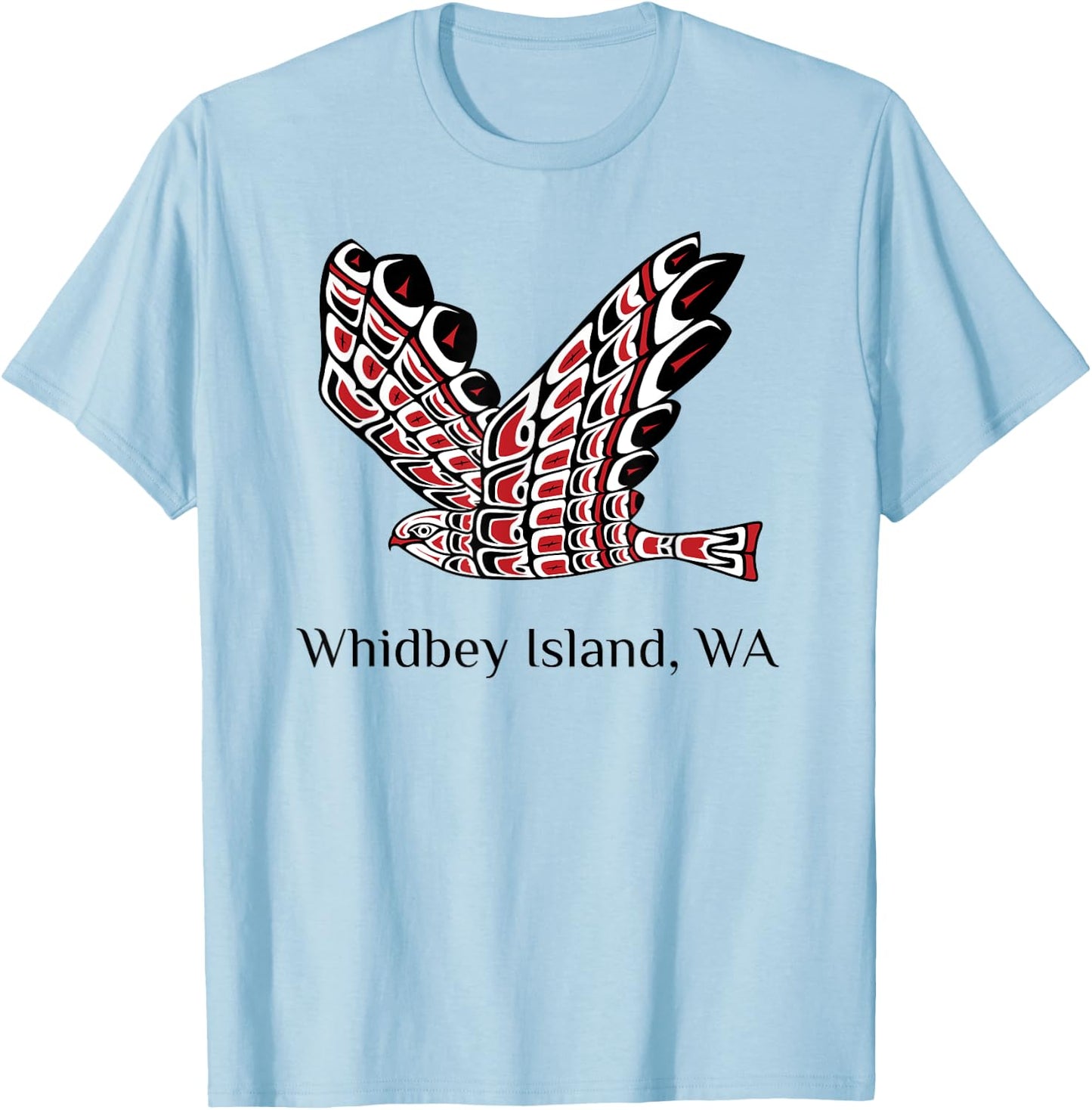Whidbey Island Washington Red Tail Hawk PNW Native American T-Shirt - T-Shirt | Light Blue