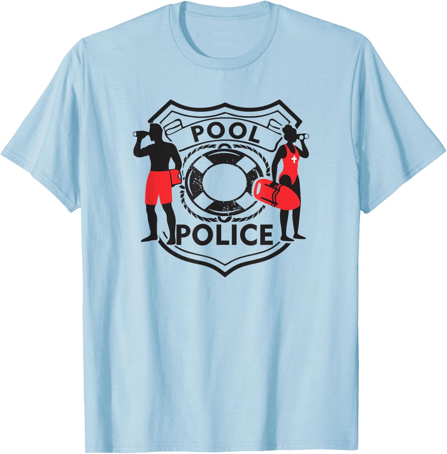 Pool Police, Lifeguard, Funny Pool, Security T-Shirt - T-Shirt | Light Blue