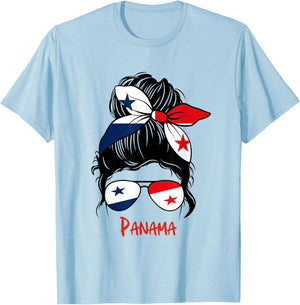 Panamanian Girl Panama Chica Panameña flag T-Shirt - T-Shirt | Light Blue
