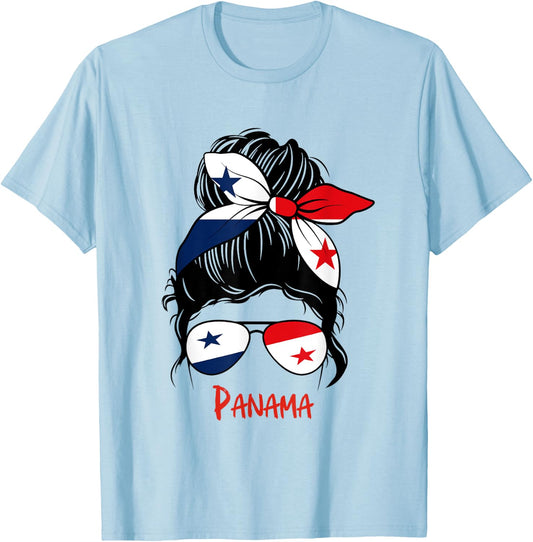 Panamanian Girl Panama Chica Panameña flag T-Shirt - T-Shirt | Light Blue