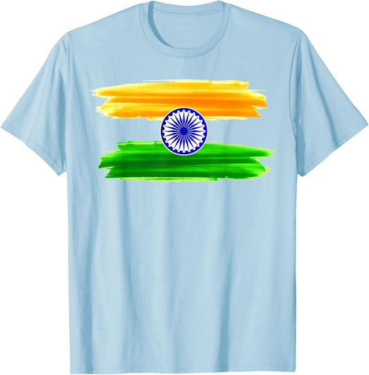 India Independence Day 15 August 1947 Indian Flag Patriotic T-Shirt - T-Shirt | Light Blue