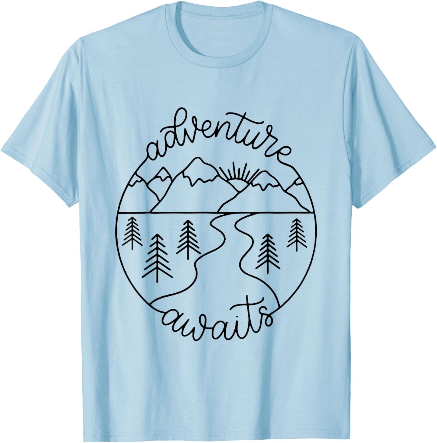 Happy Camper Adventure Awaits Summer Vacation Gift T-Shirt - T-Shirt | Light Blue