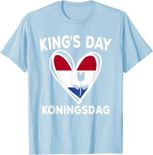 Kingsday Dutch Koningsdag Netherlands Kings Day Amsterdam T-Shirt - T-Shirt | Light Blue