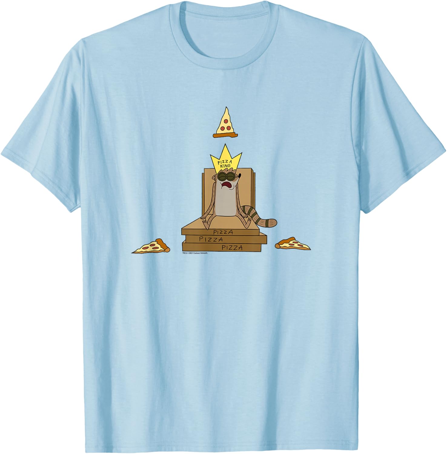 Regular Show Pizza King Rigby T-Shirt - T-Shirt | Light Blue