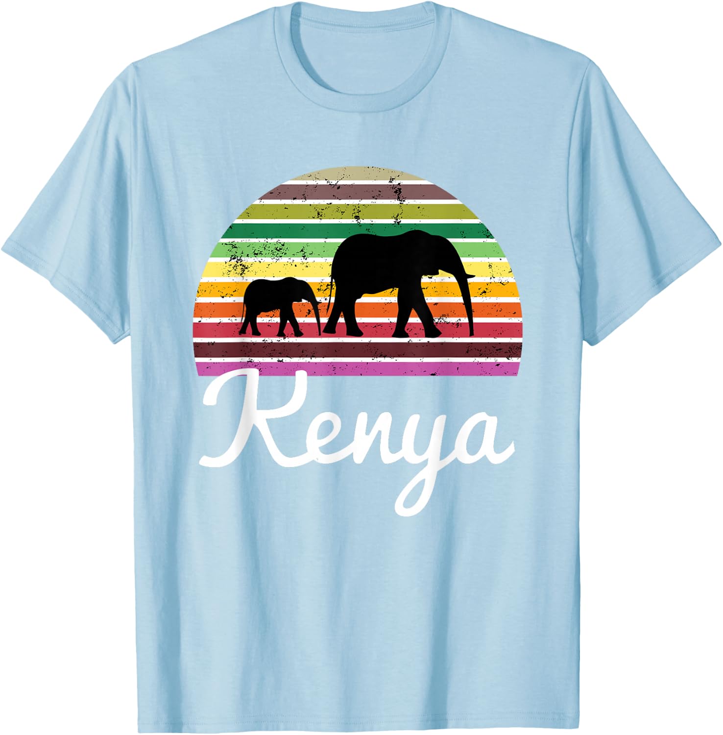 Kenya Shirt Elephant Safari Gift T Shirt T-Shirt - T-Shirt | Light Blue