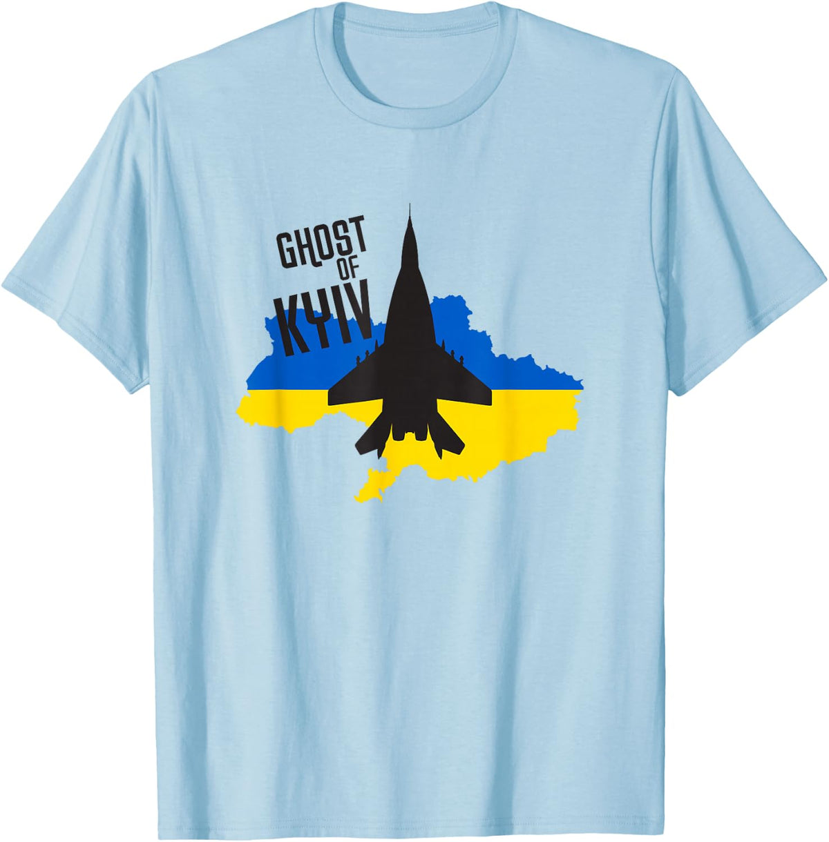 Ghost of Kyiv - MIG 29 Fight Pilot Ace of Ukraine T-Shirt - T-Shirt | Light Blue