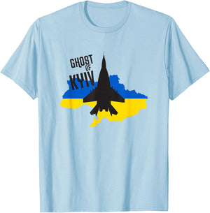Ghost of Kyiv - MIG 29 Fight Pilot Ace of Ukraine T-Shirt - T-Shirt | Light Blue