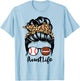 Aunt Life Messy Bun Hair Funny Football Baseball Player Aunt T-Shirt - T-Shirt | Light Blue