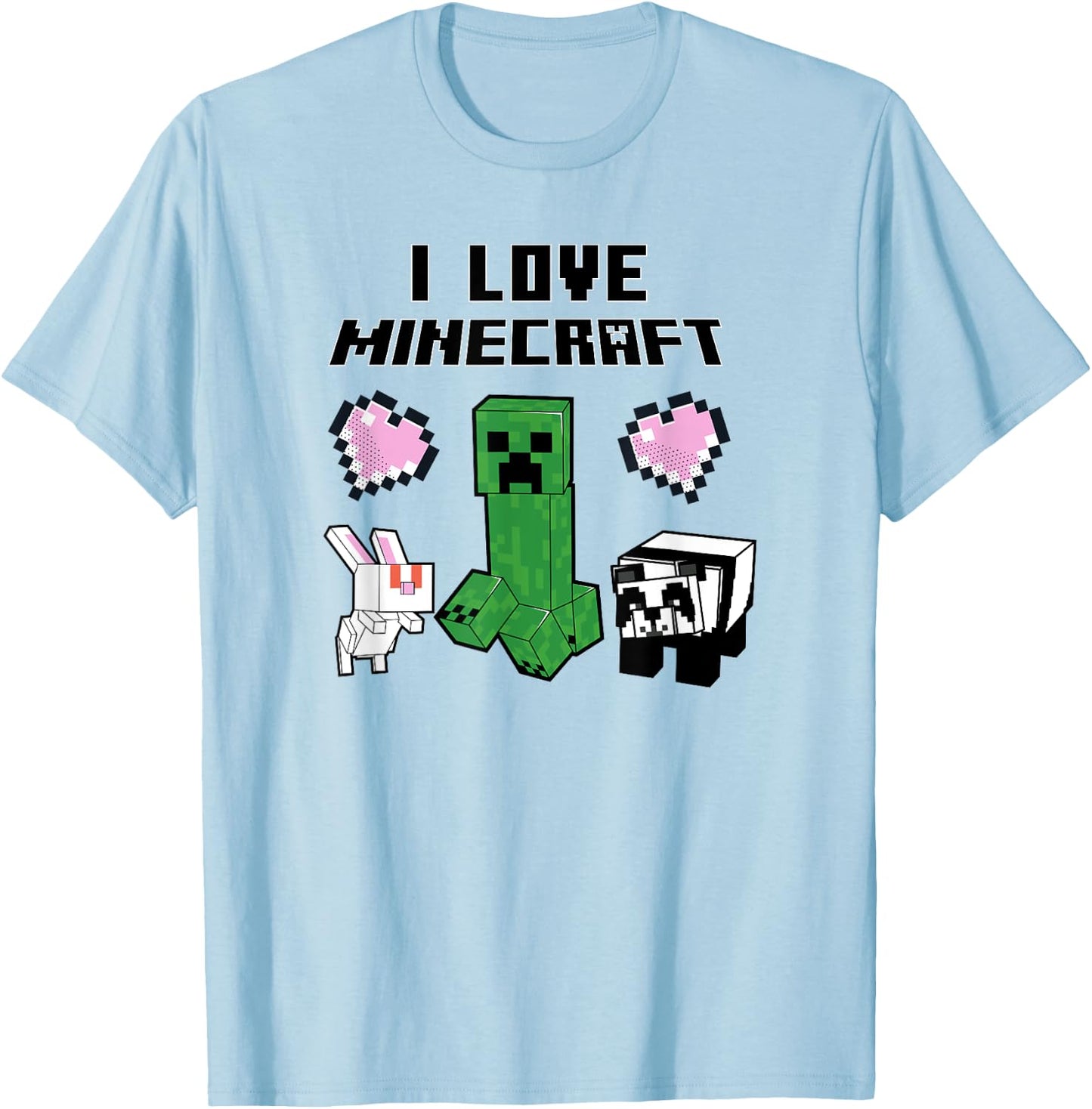 Minecraft Mob Group I Love Minecraft Poster T-Shirt - T-Shirt | Light Blue