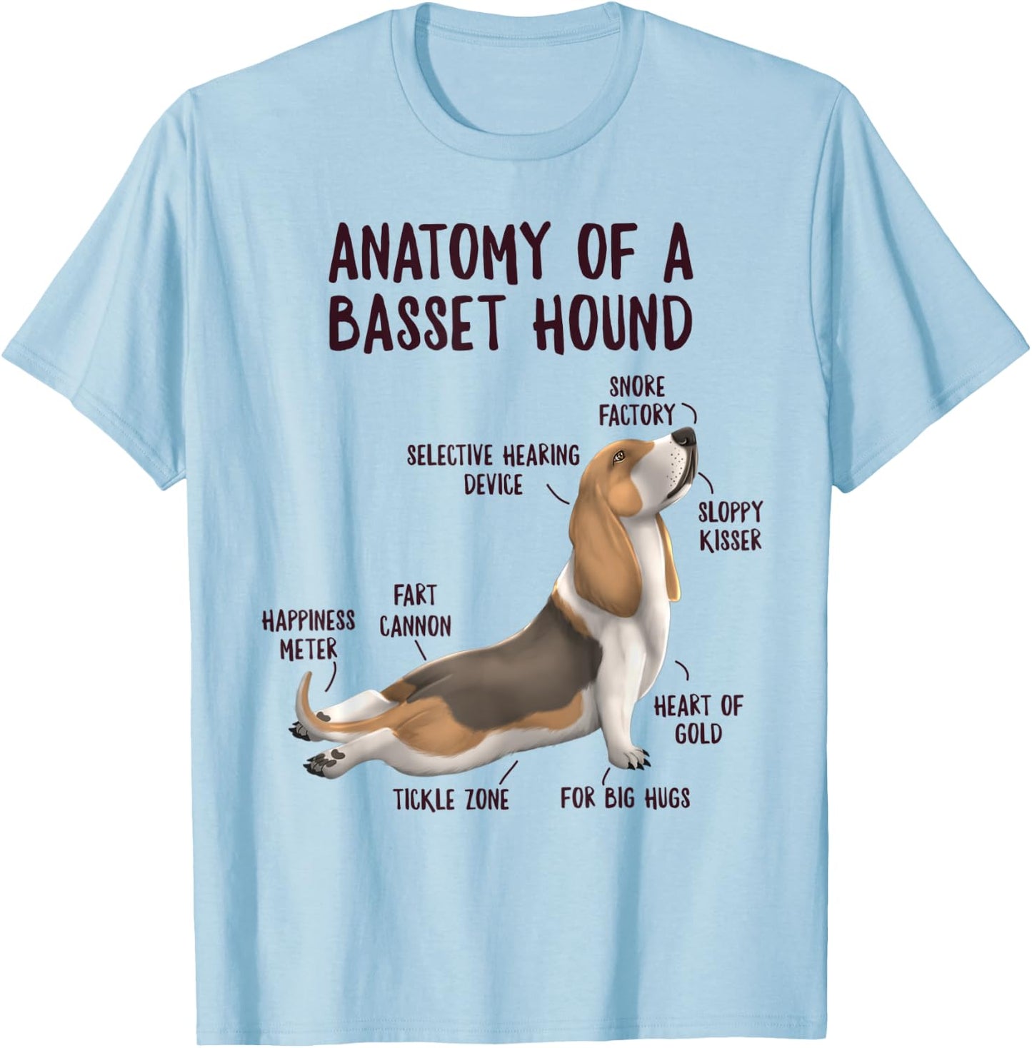 Anatomy of A Basset Hound Funny Dog Owner Puppy Lover T-Shirt - T-Shirt | Light Blue