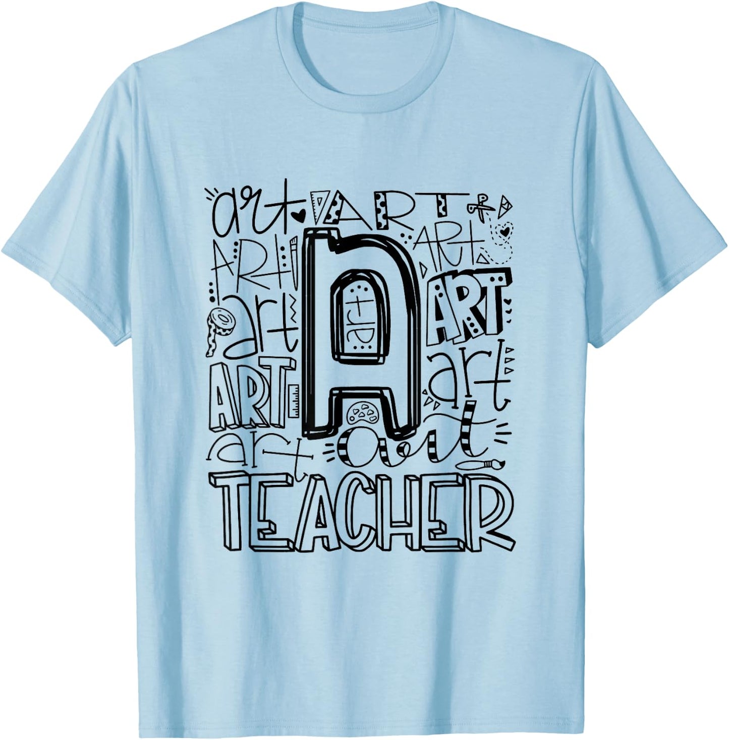 Back To School Art Teacher Typography T-Shirt - T-Shirt | Light Blue