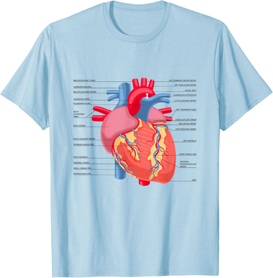 Funny Human Heart Anatomy Anatomical Heart T-Shirt - T-Shirt | Light Blue