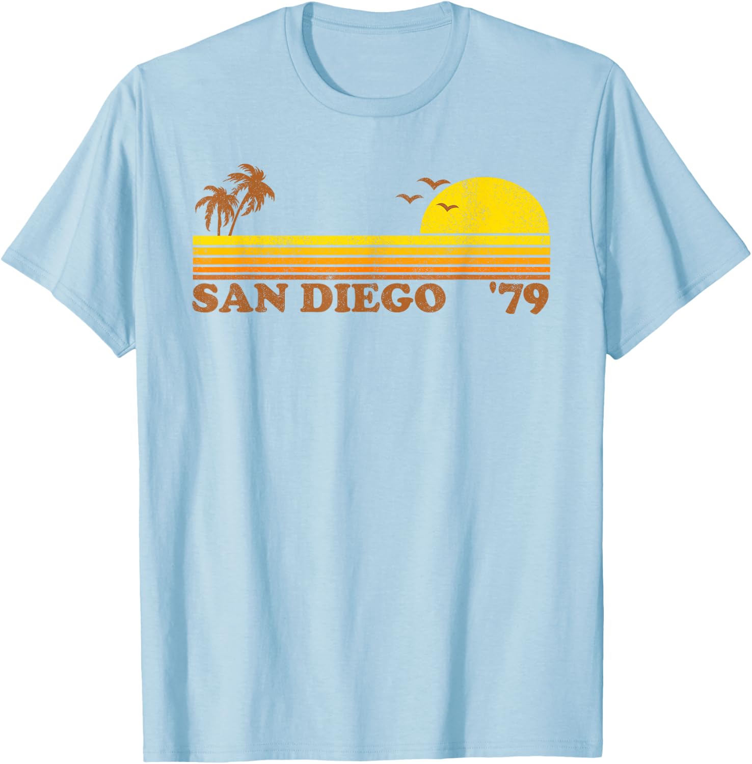 Vintage San Diego California Retro Beach Surfing 70's Gift Men Women Girls Kids T-Shirt - T-Shirt | Light Blue