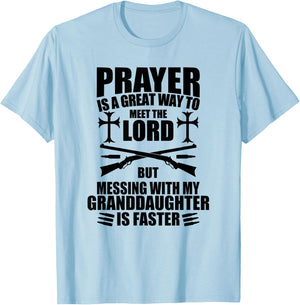 Don't Mess with My Granddaughter Gun Funny for Papa T-Shirt - T-Shirt | Light Blue