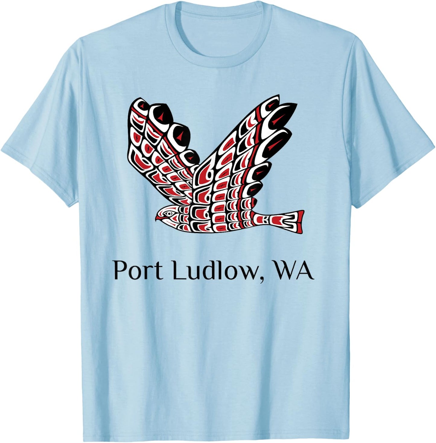 Port Ludlow WA Red Tail Hawk Native American Indian T-Shirt - T-Shirt | Light Blue