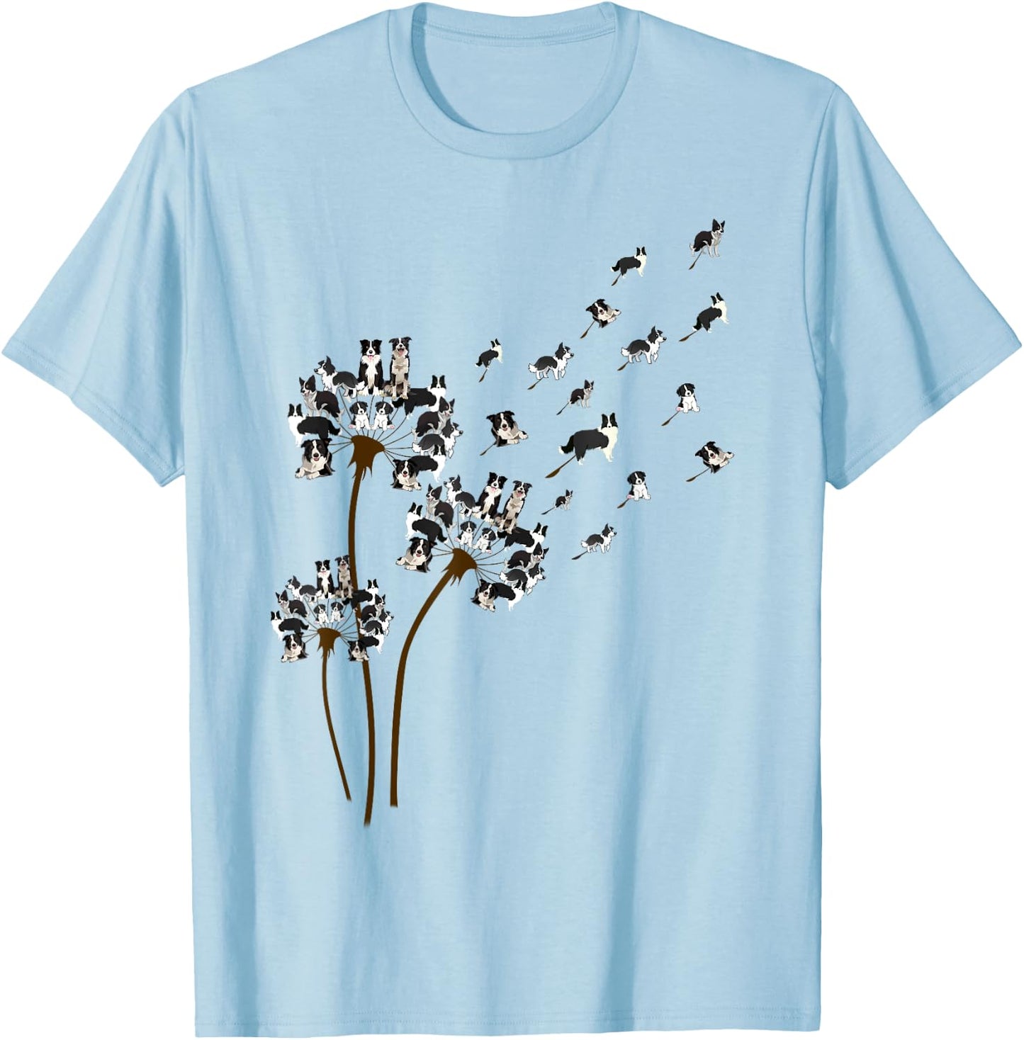 Border Collie Dandelion Funny Gift Dog Lovers Women T-Shirt - T-Shirt | Light Blue