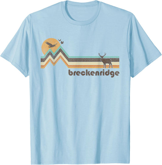 Breckenridge Colorado 70s 80s Retro Style Vintage Distressed T-Shirt - T-Shirt | Light Blue