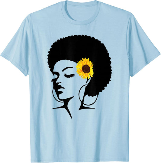 Juneteenth Shirts Women Afro Natural Black Hair Kind Pride T-Shirt - T-Shirt | Light Blue