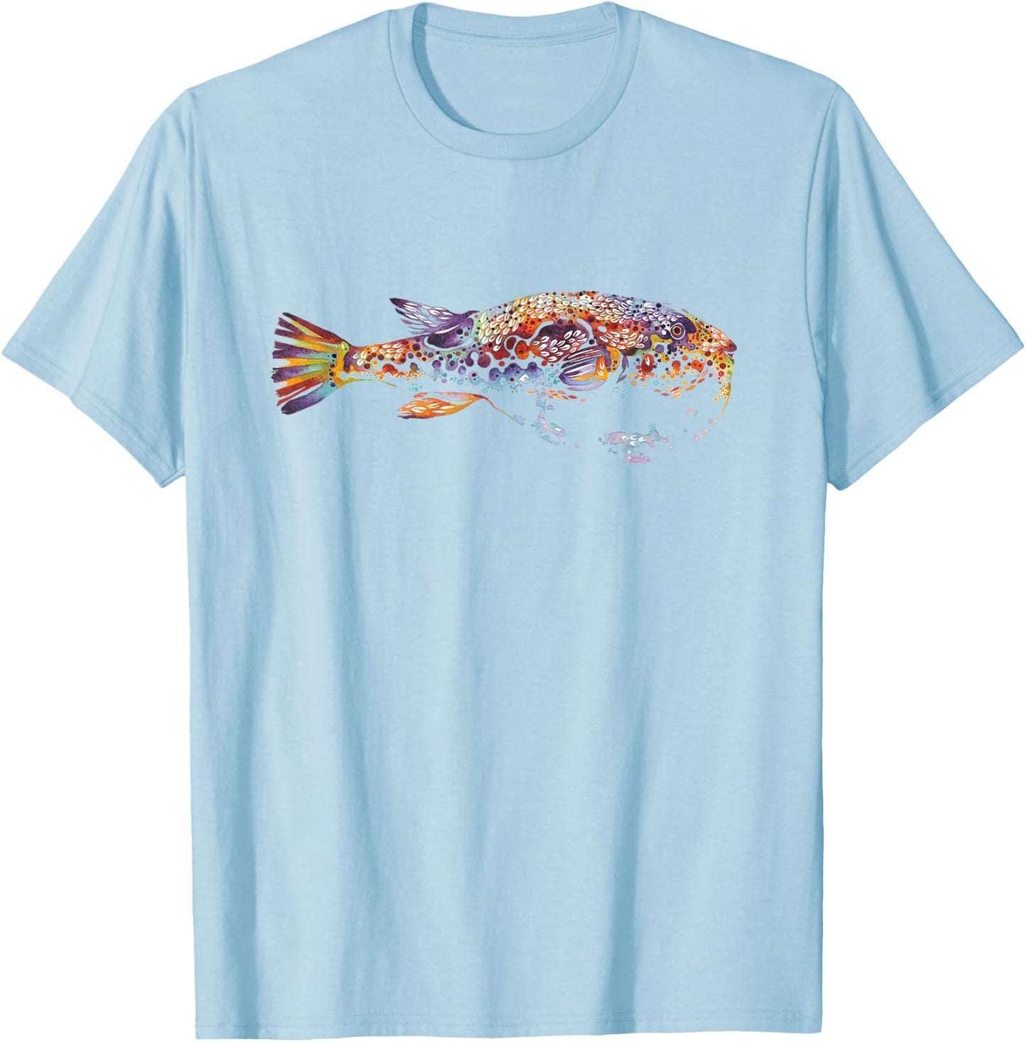 fugu fish butterfly Botanical Flower Plant blossom T-Shirt - T-Shirt | Light Blue