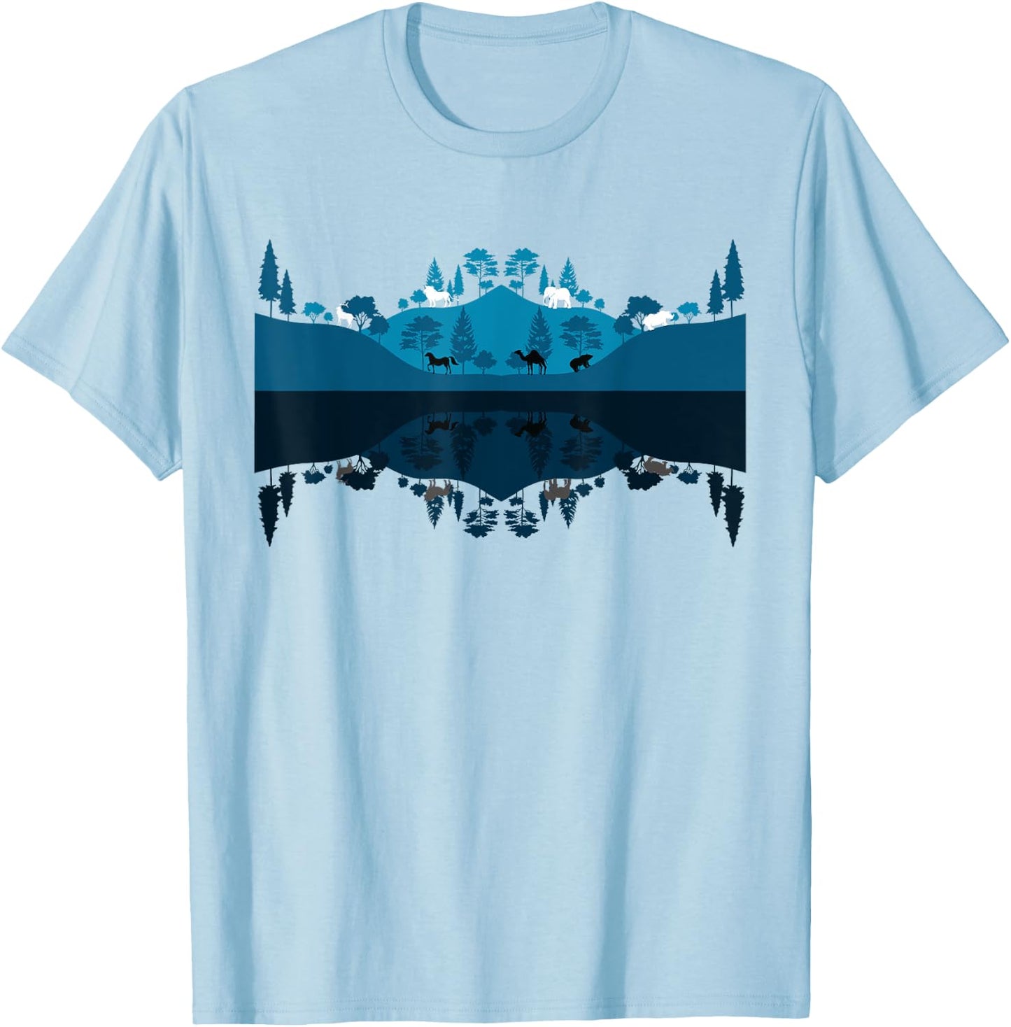 Wildlife Animals Outdoor Forest Trees Reflection Nature T-Shirt - T-Shirt | Light Blue