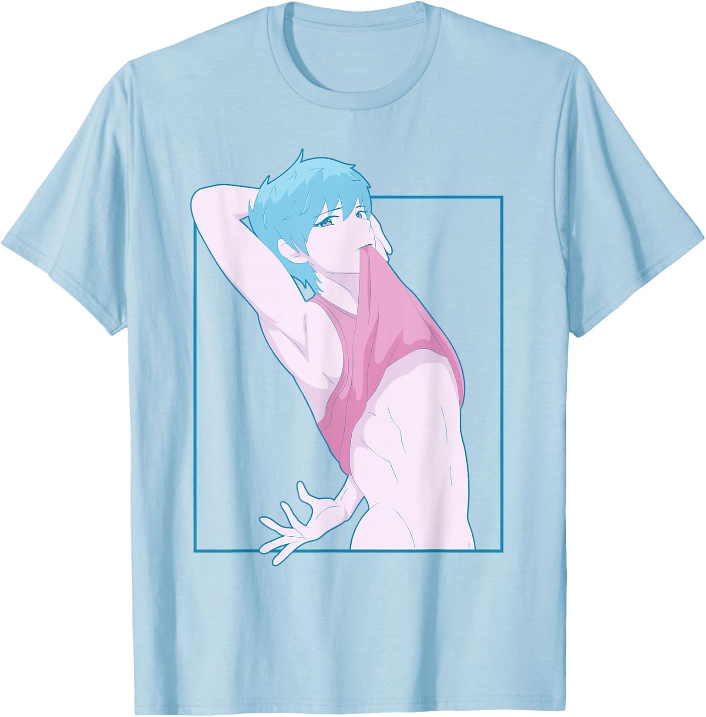 Femboy Anime Boy Aesthetic Crossdressing Yaoi Pastel T-Shirt - T-Shirt | Light Blue