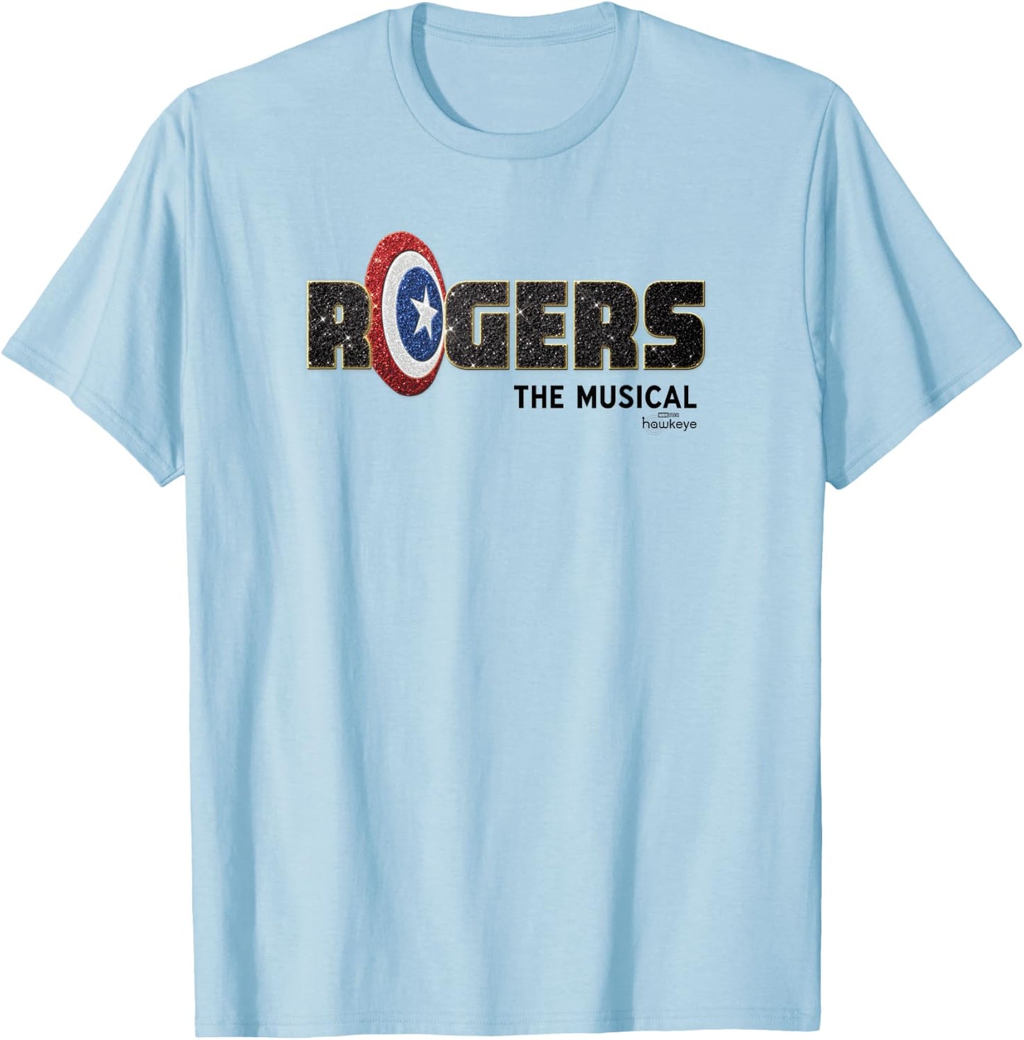 Marvel Hawkeye Rogers The Musical Logo T-Shirt - T-Shirt | Light Blue