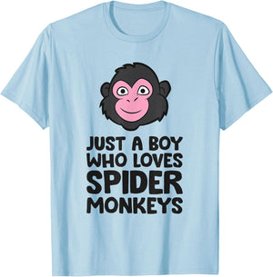 Just a Boy Who Loves Spider Monkeys T-Shirt - T-Shirt | Light Blue