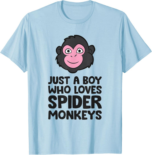 Just a Boy Who Loves Spider Monkeys T-Shirt - T-Shirt | Light Blue