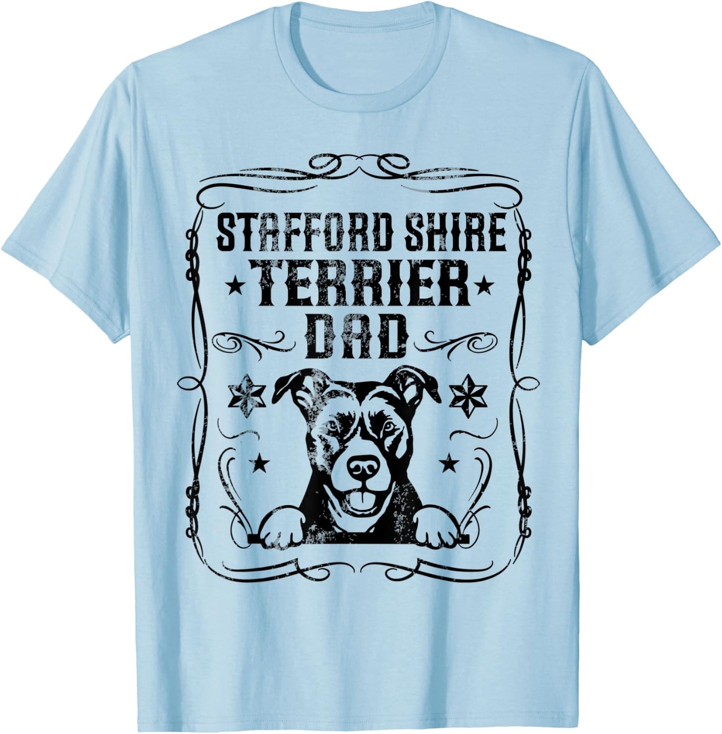 Stafford Shire Terrier Dad Best Dog Lover Father Day Themed Women T-Shirt - T-Shirt | Light Blue
