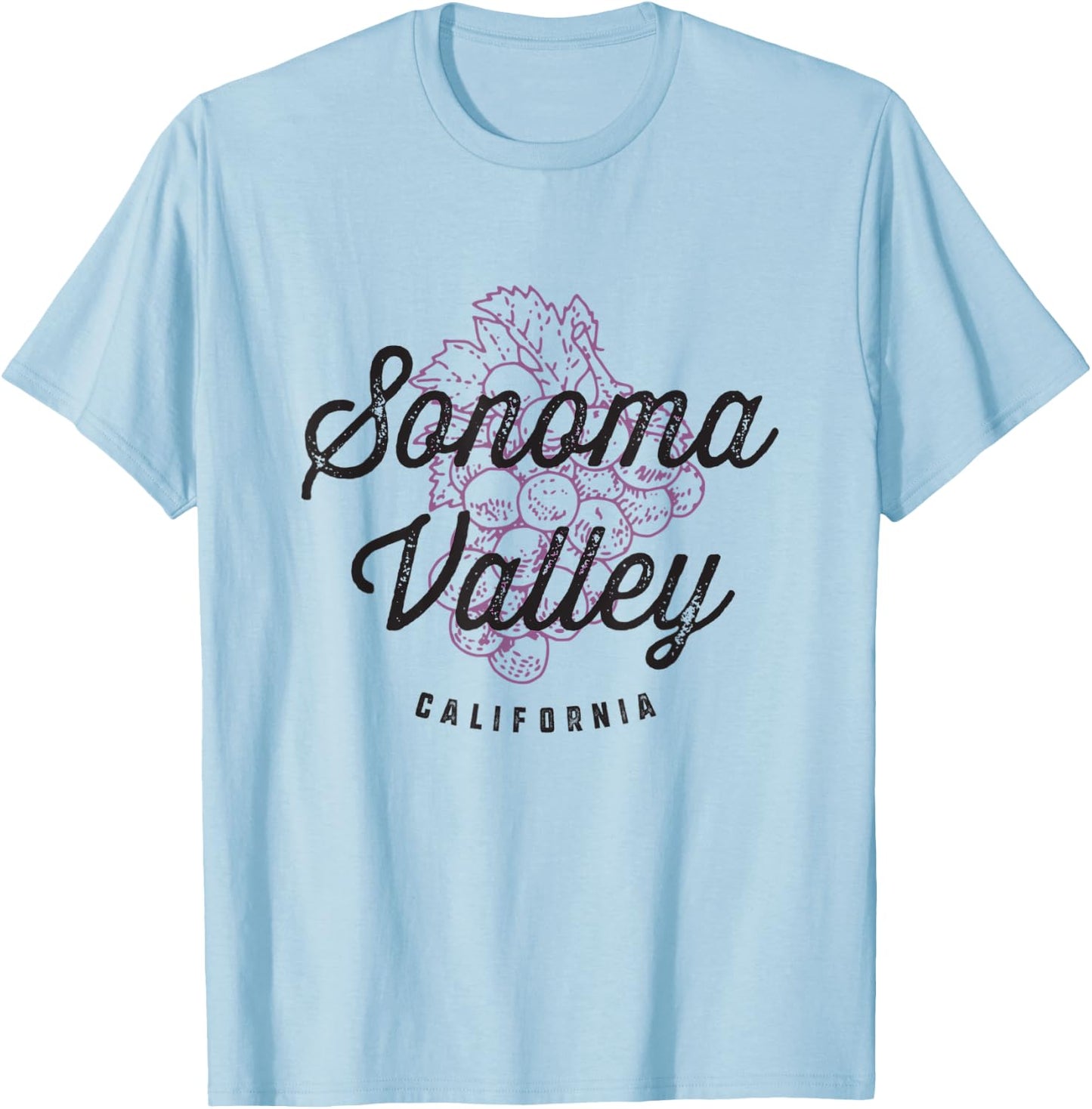 Sonoma Valley California Wine Country Vintage Grapes T-Shirt - T-Shirt | Light Blue