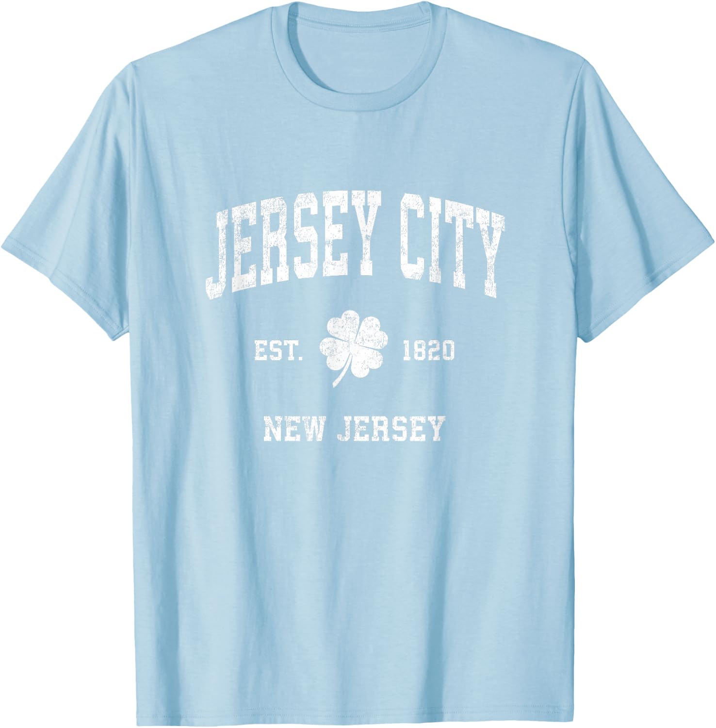 Jersey City New Jersey Vintage Shamrock Sports T-Shirt - T-Shirt | Light Blue