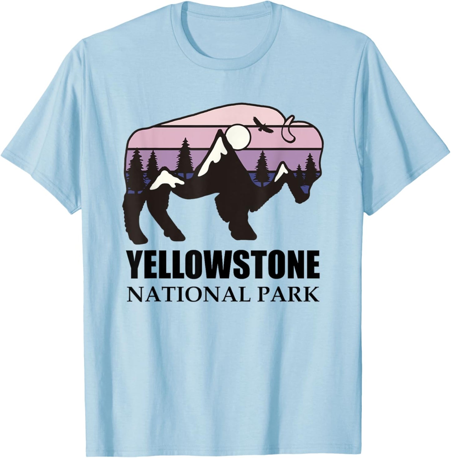 Retro Bison Yellowstone National Park Vintage Buffalo T-Shirt - T-Shirt | Light Blue