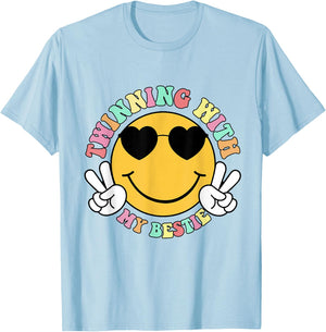 Twinning With My Bestie Girls Kids Matching Bestfriend BFF T-Shirt - T-Shirt | Light Blue