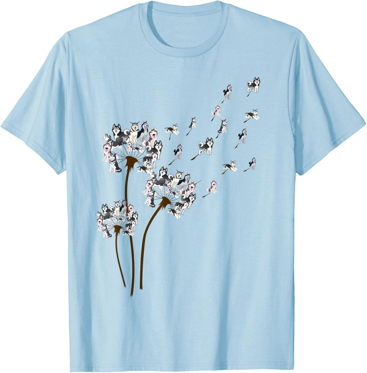 Husky Dandelion Funny Gift Dog Lovers T-Shirt - T-Shirt | Light Blue