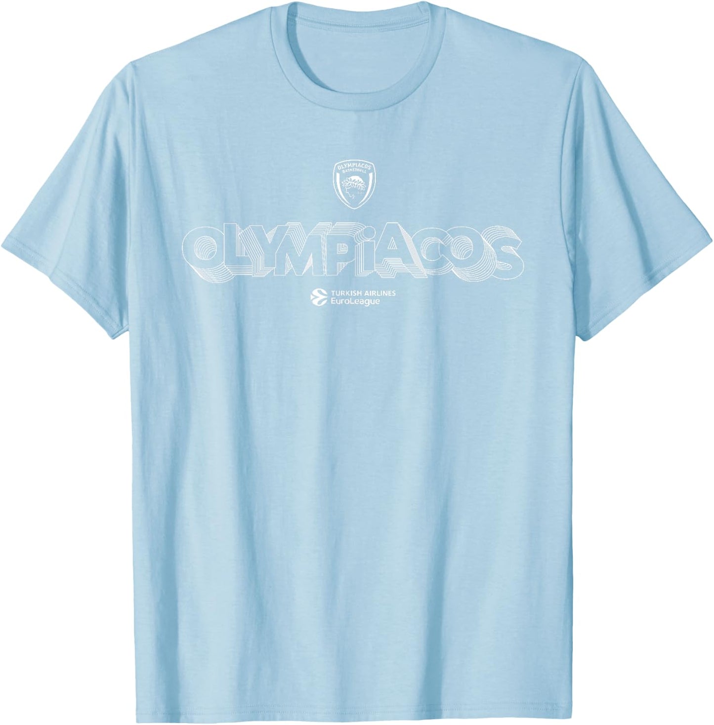 Olympiacos Collection White Logo T-Shirt - T-Shirt | Light Blue