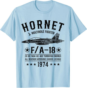 FA-18 Hornet Multirole Fighter Jet F-18 Military Airplanes T-Shirt - T-Shirt | Light Blue