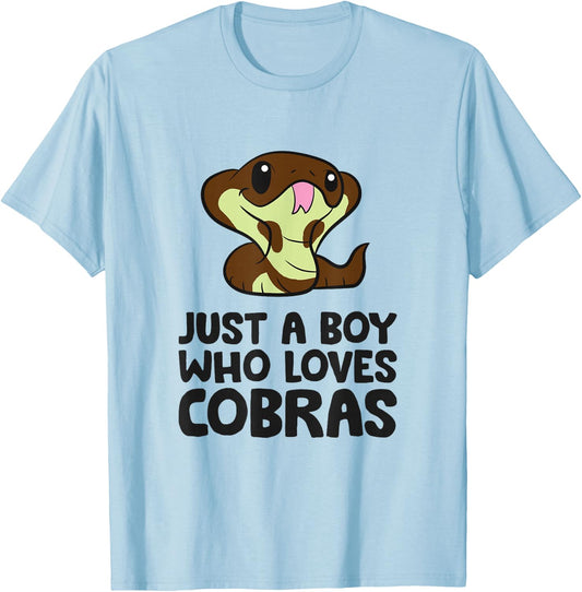 King Cobra Snake Just a Boy Who Loves Cobras T-Shirt - T-Shirt | Light Blue