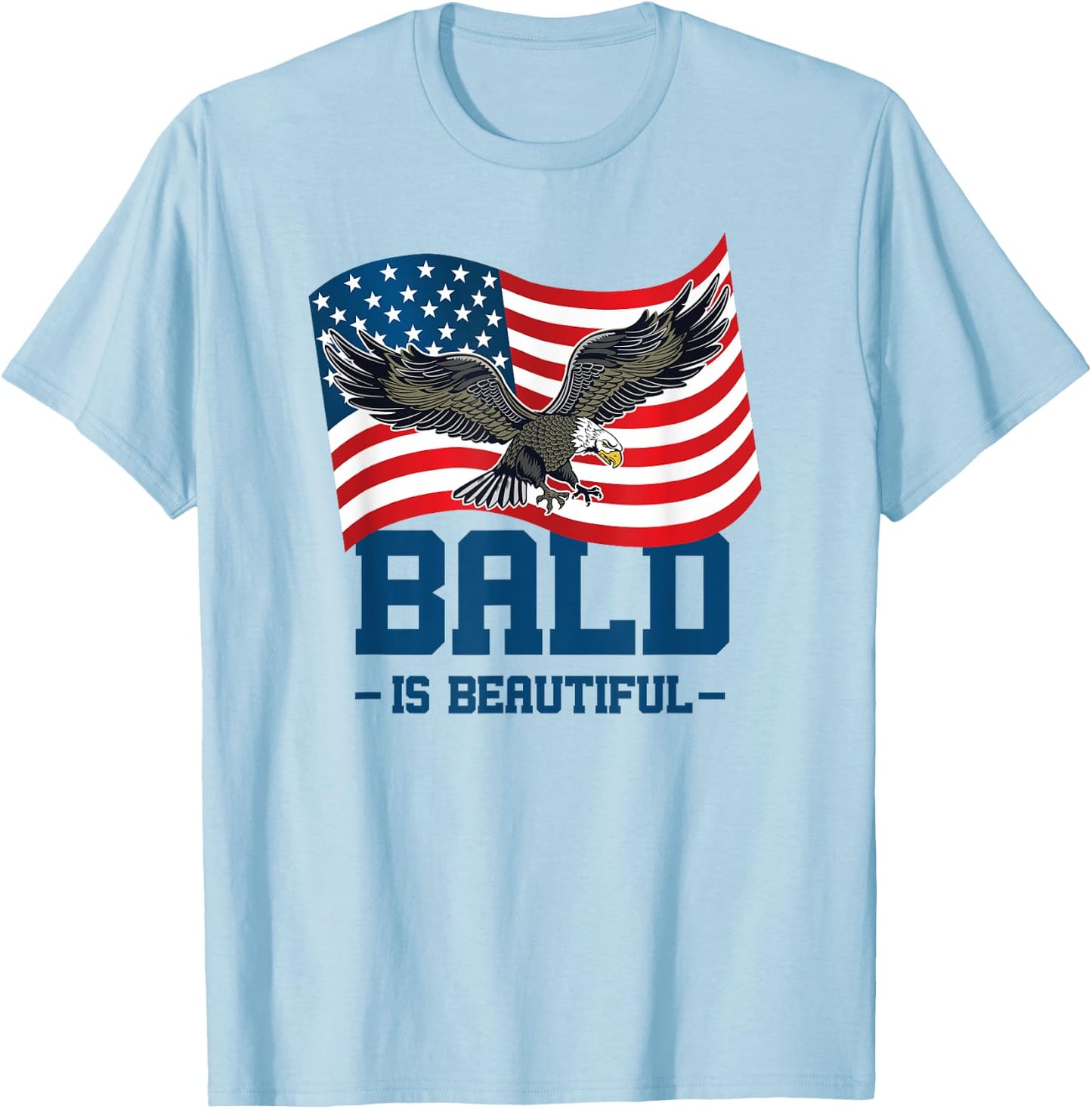 Bald Is Beautiful July 4th Eagle Patriotic American Flag USA Kids Men T-Shirt - T-Shirt | Light Blue