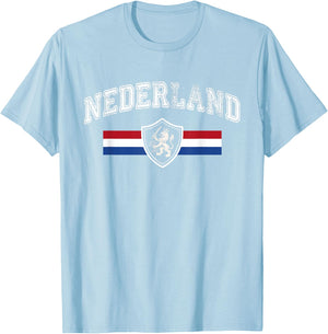 Nederland Netherlands Lion Holland Vintage Orange T-Shirt - T-Shirt | Light Blue