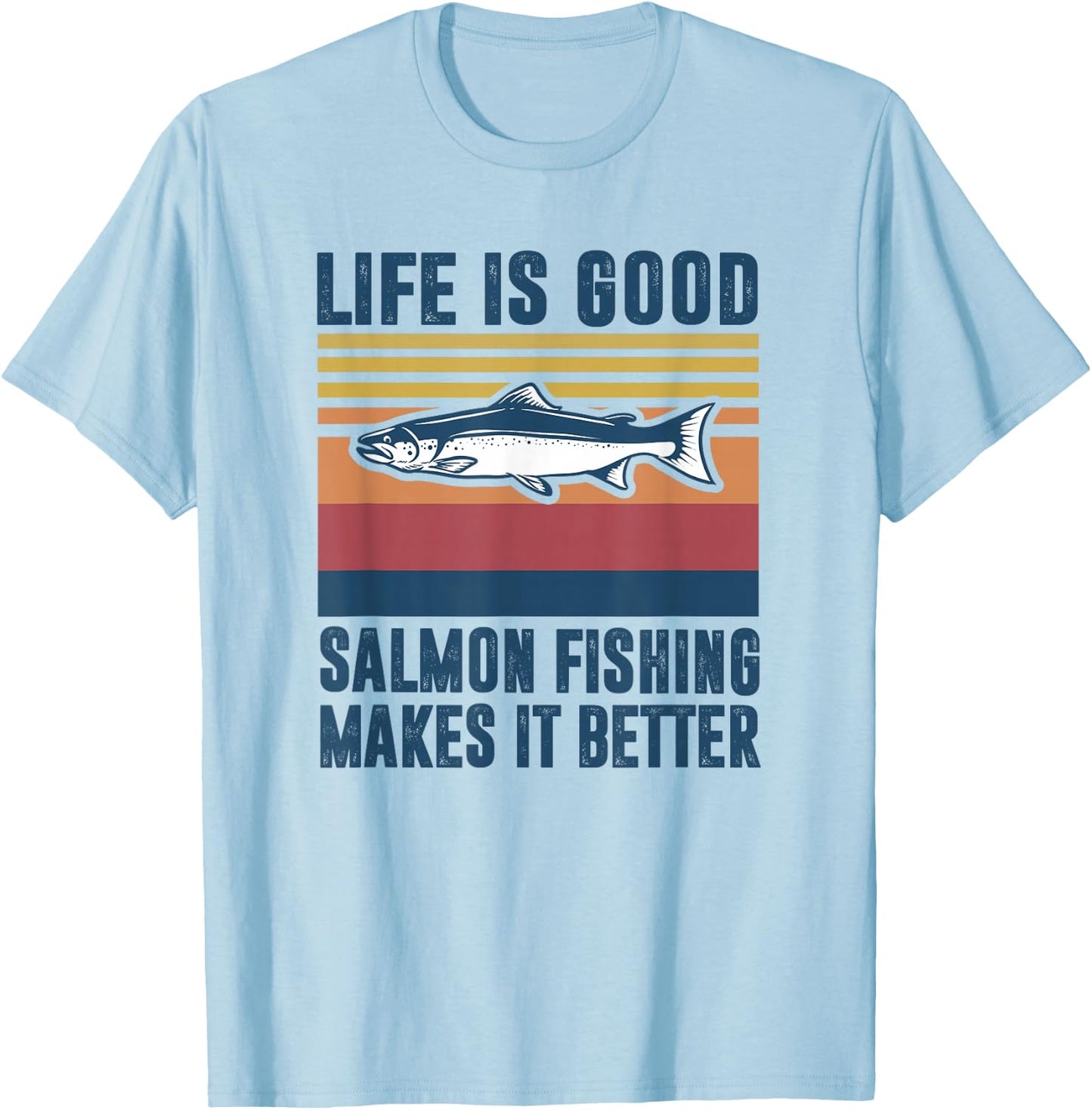 Salmon Fishing Gifts Men Women Children Angler Salmon T-Shirt - T-Shirt | Light Blue
